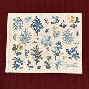 Rifle Paper Company New Floral Guest Book with Blue and Gold Accents